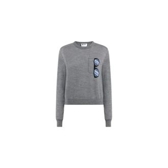 Moschino Extra-fine Merino Wool Intarsia Jumper - female - Moschino - Round-neck Knitwear - Gray - 2XL - Knitwear