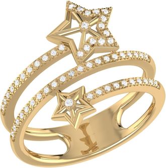 LuvMyJewelry Glowing Stars Spiral Sterling Silver Diamond Ring