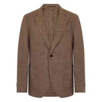 Slowear Blazers, male, Brown, Size: XL Linen single-breasted jacket