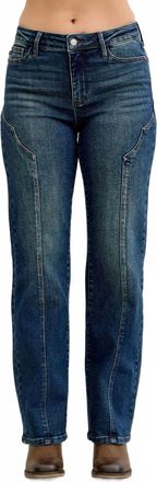 Judy Blue Seam Detail Straight Leg Jeans In Dark Wash