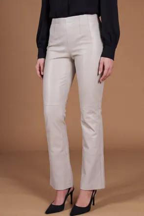 D'Arienzo Pantalone elasticizzato in pelle ghiaccio effetto liscio DArienzo, Seleziona Taglia S, Colore Ghiaccio