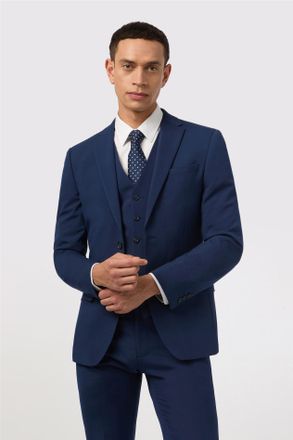 Antique Rogue Mens Single Breasted Long Sleeve Two Button Slim Fit Suit Jacket in Dark Blue - Size 34 (Chest)