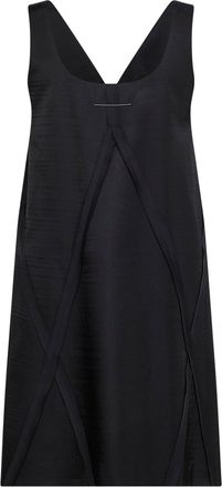 Maison Margiela Womens Midi Dress V-Neck Cupro Black Cotton