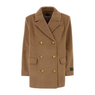 Ganni Double-Breasted Coats - female - Ganni - Double-Breasted Coats - Beige - L/XL - Coats
