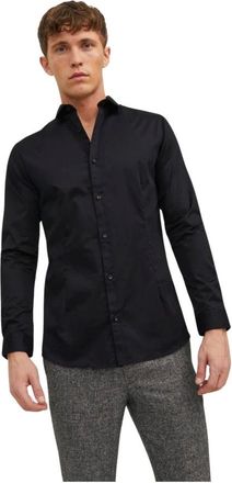 Jack & Jones Overhemden, Heren, Zwart, 2Xl, Katoen, Lange mouwen shirt in Parma-stijl