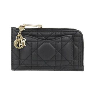 Dior Pre-owned Wallets, female, Black, Size: ONE SIZE Pre-owned Lady Dior Cosmos Lambskin Coin Case