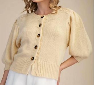 Glam Pastel Puff Sleeve Sweater In Butter Yellow