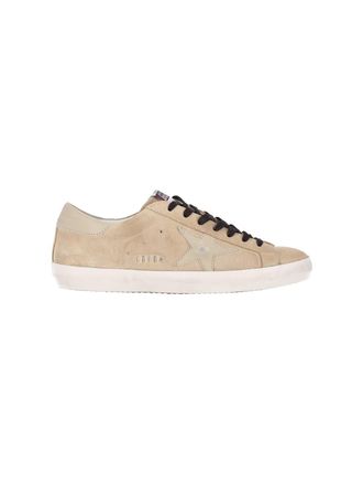 Golden Goose Beige Super-Star Calf Suede Low-Top Sneakers