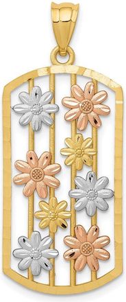 Diamond2Deal 14k Two-tone Gold White Rhodium Framed Daisy Pendant
