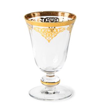 Classic Touch Short Stem Glasses with Gold Design, Set of 6