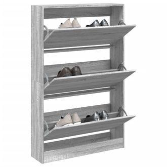 vidaXL Vidaxl - Zapatero De Madera De Ingenier&iacute;a Gris Sonoma 80x21x125,5 Cm