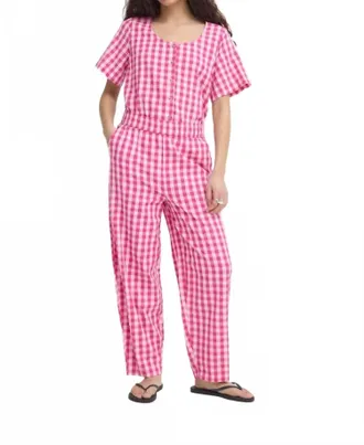 Ichi Felica Gingham Trousers In Very Berry Check