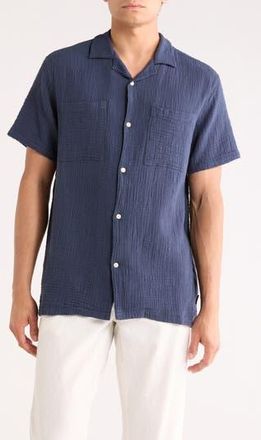 Barbour Archer Relaxed Cotton Seersucker Camp Shirt in Indigo at Nordstrom Rack, Size Xx-Large