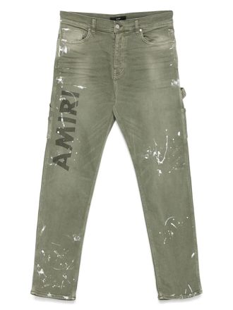 Amiri logo-print stretch-cotton jeans - Green