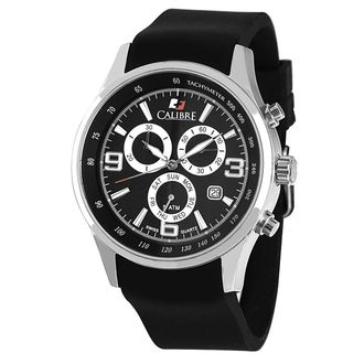 Calibre Mens Mauler Swiss Made Movement Watch Black Silicone Strap Grey Dial - One Size