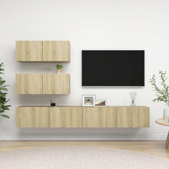 vidaXL Vidaxl - Juego De Muebles De Sal&oacute;n 4 Piezas Roble Sonoma