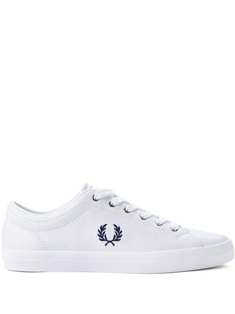 Fred Perry logo-embroidery leather sneakers - White