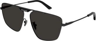 Balenciaga Aviator Zonnebril - Heren - Zonnebrillen - Grijs - 61 MM - Nylon - Accessoires