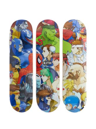 Kith x Marvel x Capcom Triptych skatedecks (set of three) - Neutrals