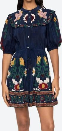 Sea New York Cassia Short Sleeve Mini Dress In Navy