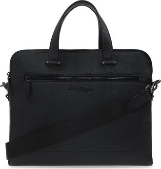 Ferragamo Firenze Schoudertas - Heren - Laptoptassen - Zwart - ONE Size - Leer - Tassen