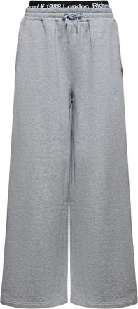 John Richmond Wijde broek met logo detail X - Dames - Wijde Broeken - Grijs - L - Katoen - Broeken