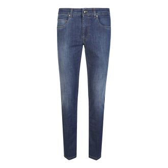Fay Slim-fit Jeans, male, Blue, Size: W38 5 Pockets Jeans