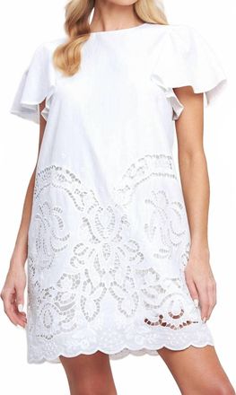 Flying Tomato Solid Woven Eyelet Dress In Off White