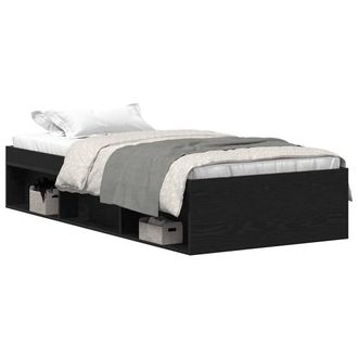 Berkfield Home Bed Frame without Mattress Black Oak 100x200 cm Engineered Wood