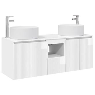 vidaXL Juego De Muebles De Ba&ntilde;o 3 Uds. Blanco Brillante Vidaxl