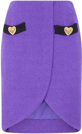 Moschino Tube Skirt - Dames - Korte rokken - Paars - S - Wol - Rokken