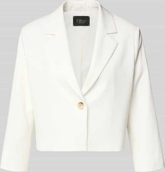 s.Oliver Black Label Regular Fit Kurzblazer mit 1-Knopf-Verschluss in Weiss, Gr&ouml;&szlig;e 40