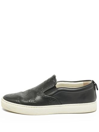 Gucci leather slip-on sneakers - men - Calf Leather/Rubber/Calf Leather - 42.5 - Black