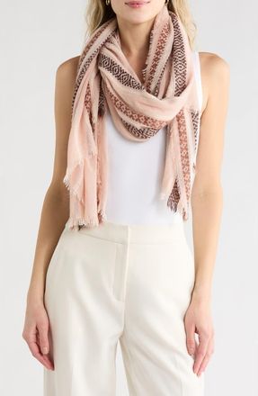 Melrose and Market Geometric Stripe Scarf in Pink- Ivory at Nordstrom Rack