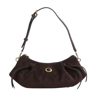 Guess Allegra Suede Schoudertas - Dames - Tassen - Bruin - Maat: ONE Size Su&egrave;de