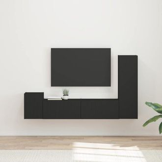 vidaXL Conjunto De Mueble De Tv 4 Pcs Negro Madera De Ingenier&iacute;a Vidaxl
