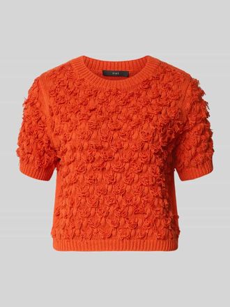 Oui Strickpullover mit Rundhalsausschnitt und 1/2-Arm in Rot, Gr&ouml;&szlig;e 34