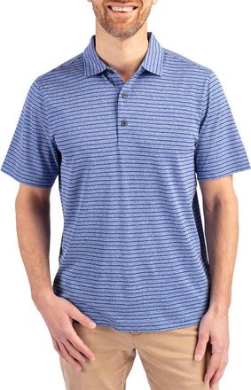 Cutter & Buck Forge Heather Stripe Recycled Blend Polo in Tour Blue Heather at Nordstrom, Size Xxx-Large