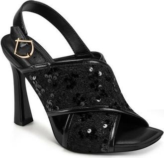 Karl Lagerfeld Colbie Sequin X-Band Sandal in Black at Nordstrom, Size 8.5