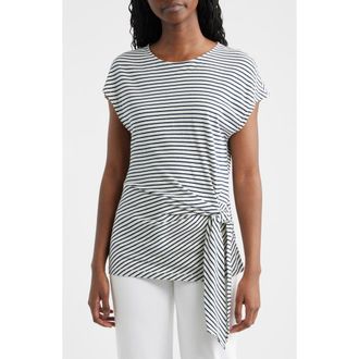 Rails Gabbie Tie Waist Top in Ivory Navy Micro Stripe at Nordstrom, Size Xx-Small