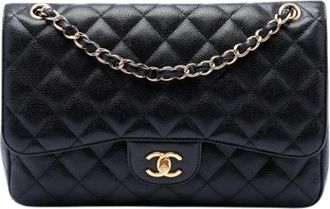 Chanel Pre-owned Classic Double Flap Shoulder Bag - Dames - Vintage Schoudertas - Zwart - ONE Size - Leer - Vintage