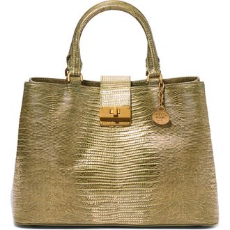 Brahmin Small Denise Embossed Leather Satchel in Olive at Nordstrom