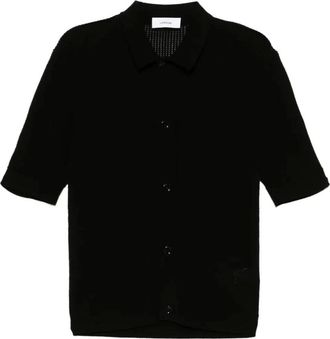 Lardini Black Knitted Shirt with Ribbed Cuffs