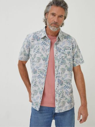 Fat Face FatFace Blue National Forest Leaf Print Shirt