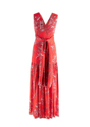 Alexis Orange Print Belaya Dress with Self Tie Back Size XS