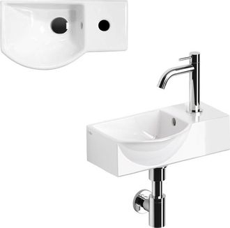 Clou InBe Fonteinset - 41x22.5x11cm - met kraan - met waste - met sifon - wit keramiek - chroom