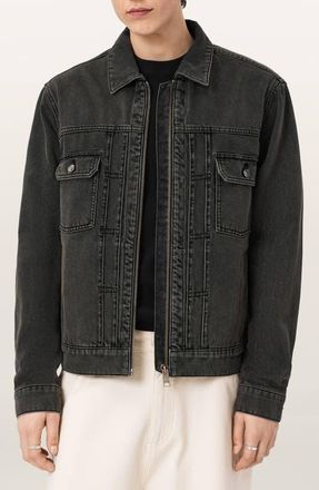 AllSaints Brightmore Zip Denim Jacket in Dirty Black at Nordstrom, Size Small