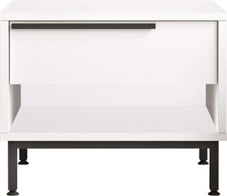 Mobili Rebecca Mobili Rebecca - Comodino 1 Cassetto Rebecca Mobili Sabbar 53,5x42,5x44,5 Truciolato Ferro Bianco Grigio Scuro Moderno