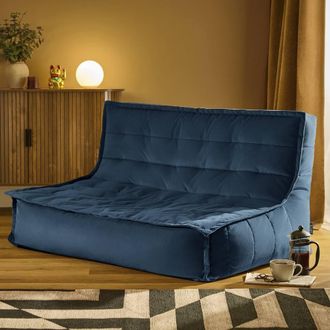 Icon Brand Kota Matt Velvet Sofa in Navy