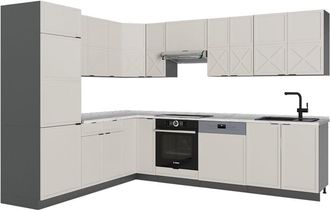 Vicco Cucina angolare completa Fame-Line, Grigio/beige/antracite, 227 x 287 cm, PL Marmo, Vicco